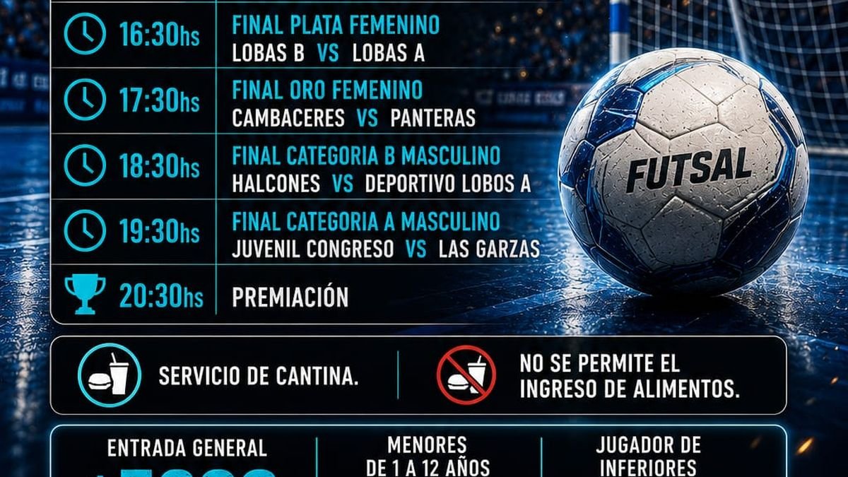 Finales de futsal de la Liga Sureste de Rawson en el estadio Aldo Cantoni