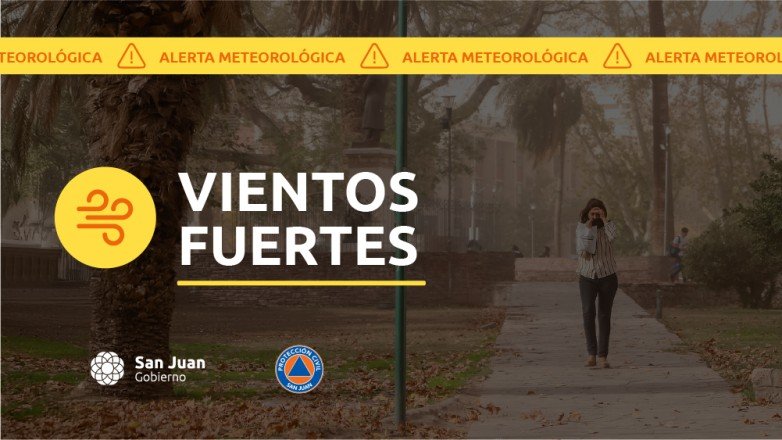 Alerta meteorológica por fuertes vientos para Rawson y otros departamentos de San Juan
