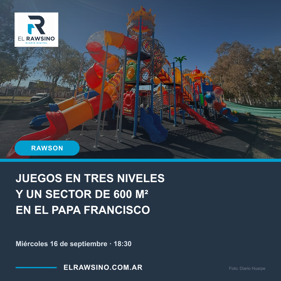 JUEGOS EN TRES NIVELES Y UN SECTOR DE 600 M² EN EL PAPA FRANCISCO. Miércoles 16 de septiembre · 18:30