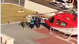 Helicóptero sanitario utilizado para trasladar a un recién nacido al Hospital Rawson