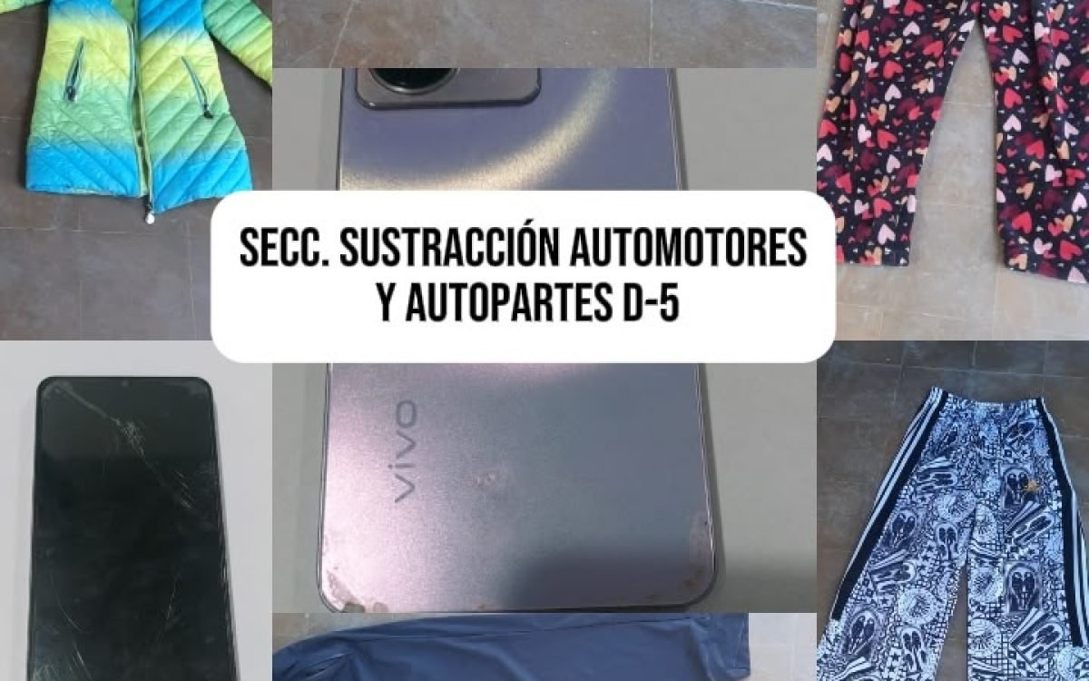 Prendas, calzado y teléfonos secuestrados durante los allanamientos realizados en Rawson