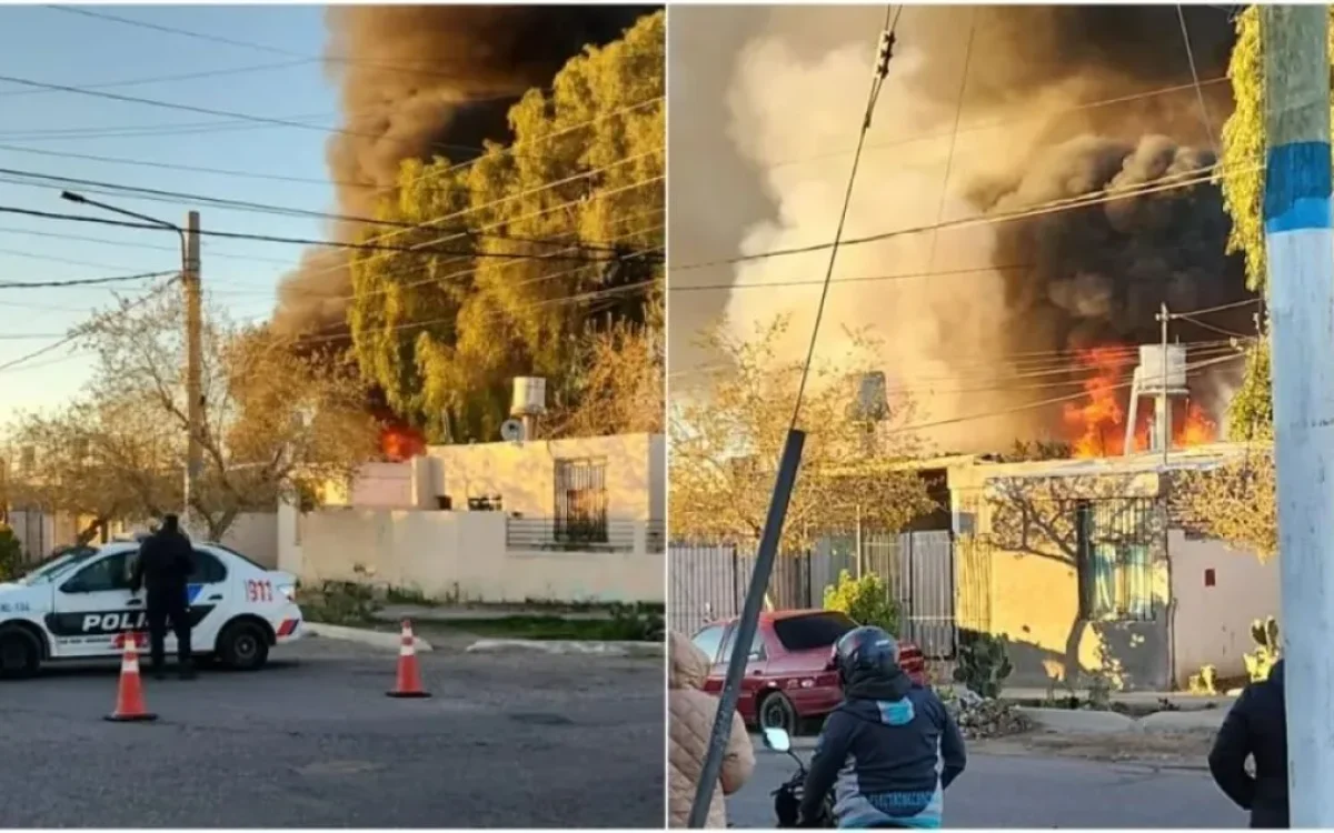 Incendio en una vivienda del Barrio 4 de Julio en Rawson