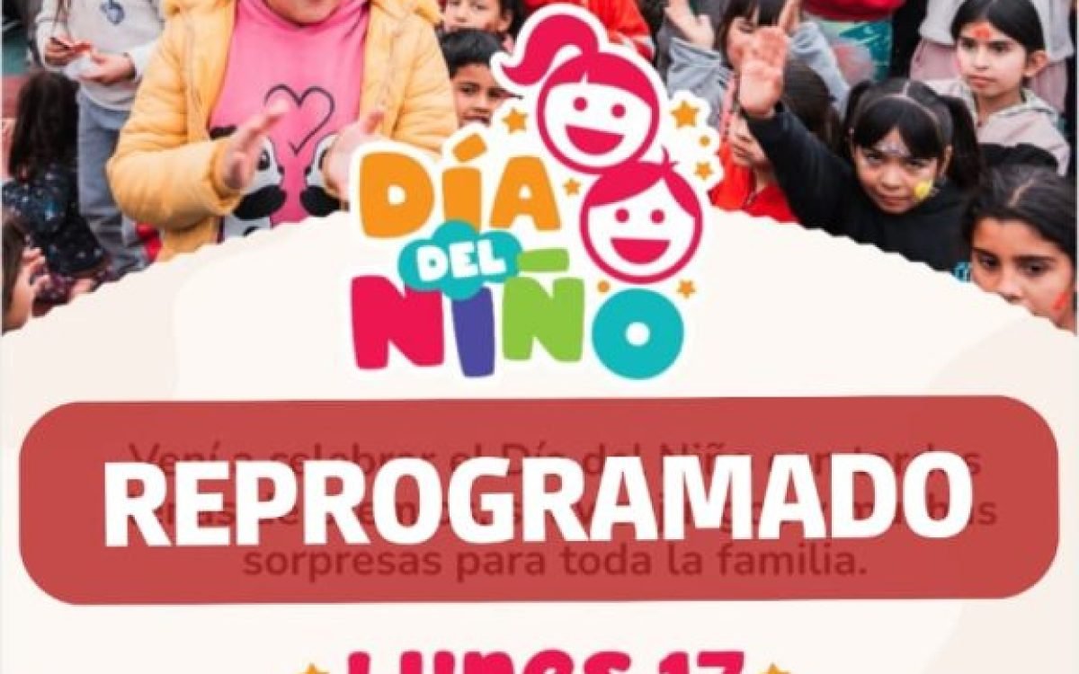 Aviso municipal de Rawson sobre la suspensión del festejo del Día del Niño en Valle Grande